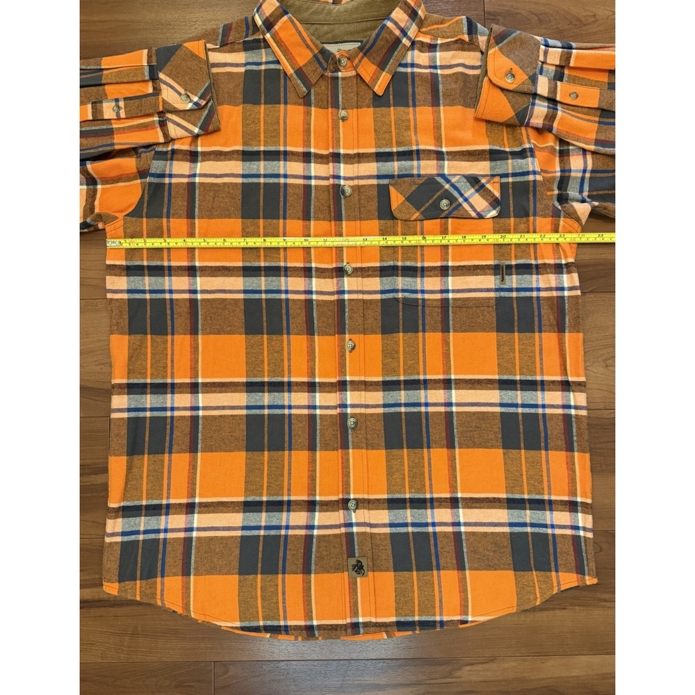 Legendary Whitetails Flannel Shirt Orange Plaid Button Up Cotton Mens Size Large - Picture 10 of 11
